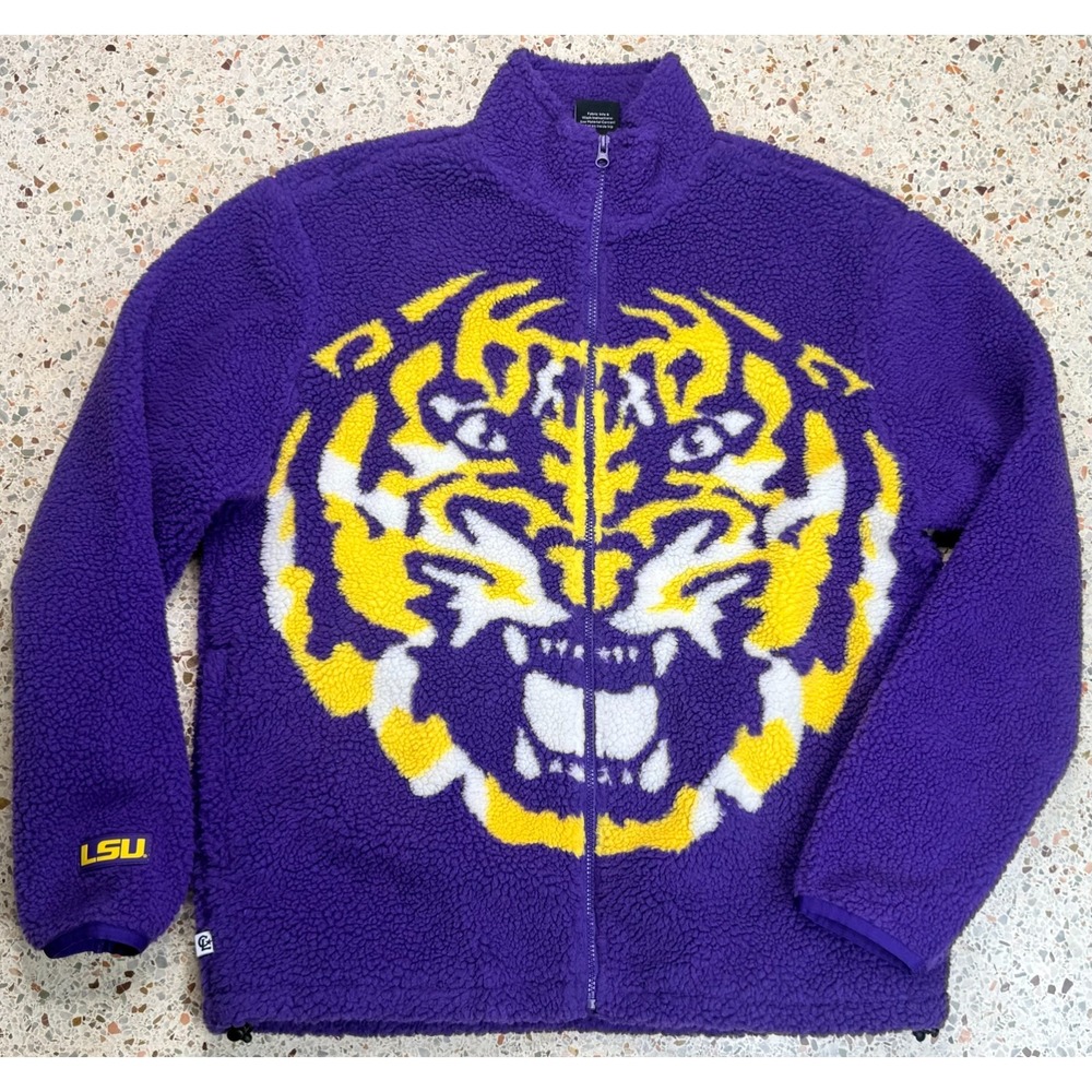 Chalk Line NCAA LSU Tigers Jacquard Dyed Full Zip Sherpa Jacket Size Large